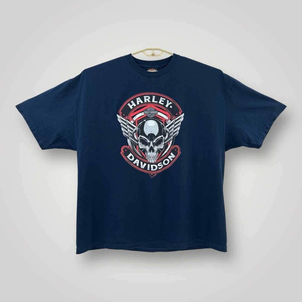 Harley-Davidson Countryside IL T-Shirt Mens 3XL Blue Short Sleeve Cotton Blend